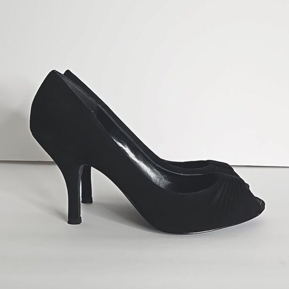 Nickles Soft Leather Black Upper Pump Peeptoe Shoes Size 9M - Picture 3 of 14